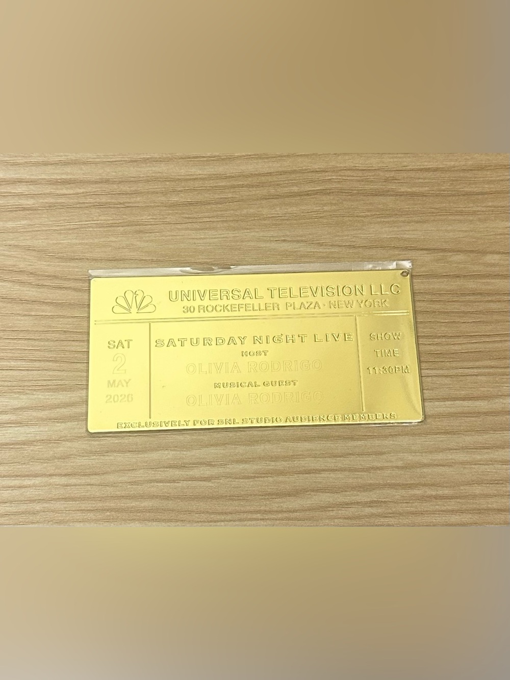 Olivia Rodrigo SNL Golden Ticket Souvenir